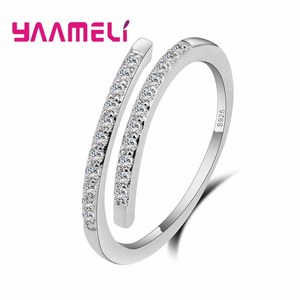 Woman 925 Sterling Silver Jewelry Fashion Simple Open Design Ring Personality Female Adjustable Rings Wedding Rings for Ladies 1