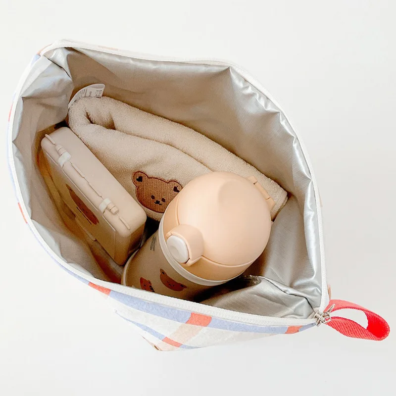 Korean Baby Diaper Bag Canvas Mommy Makeup Bag Canvas Newborn Baby Bottle Bags Travel Stroller Storage Bags 6