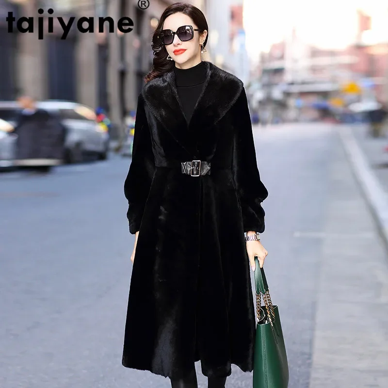 

Natural Real Fur Coat Female Winter Coat Women Clothes 2020 Mink Fur Collar 100% Wool Jacket Vintage Double-faced Tops ZT4079