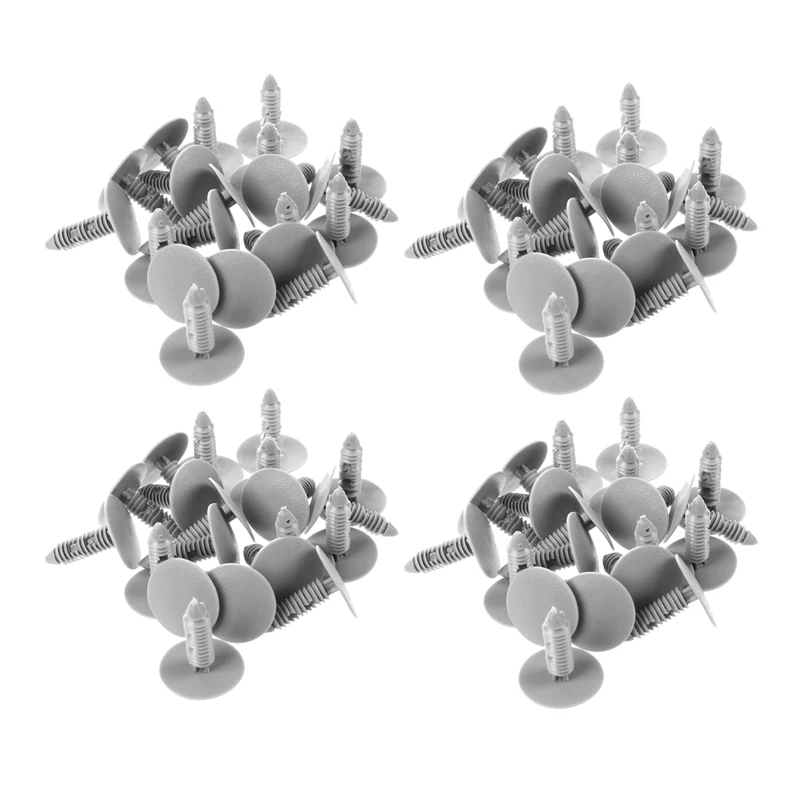 

80 Pcs Gray Plastic Car Trim Clips Rivet Fastener 6Mm Hole 26Mm Head