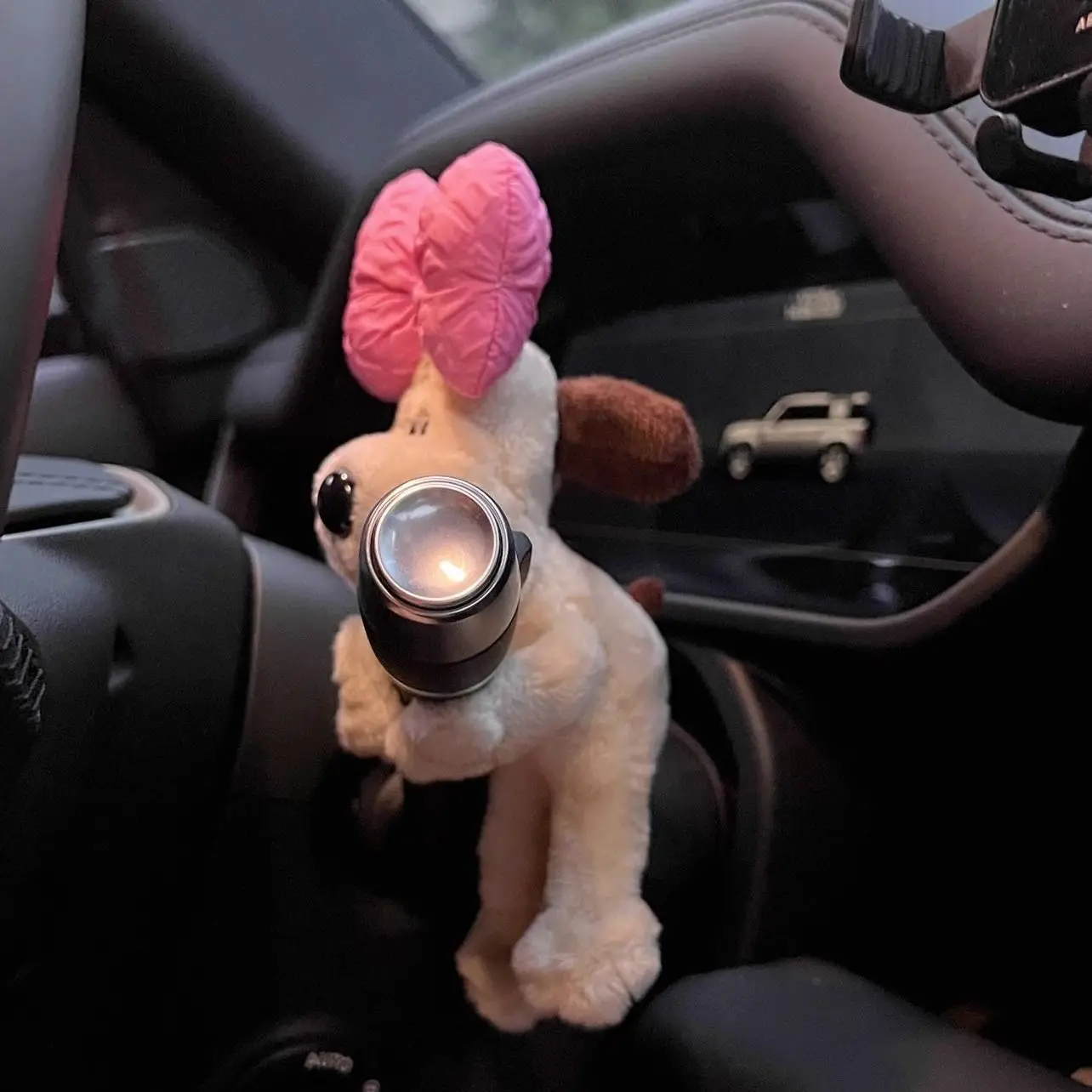 Cute Bowknot Dog Car Suspension Decoration Plush Doll Decoration Girl Creative Birthday Gift Car Accessory Women car interior accessories