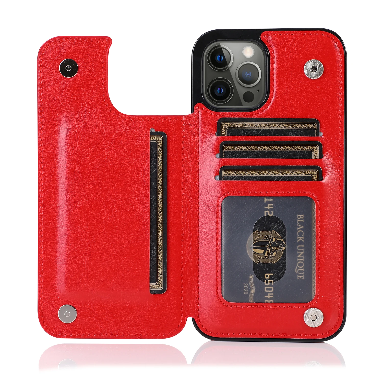 thumbnail image 1 of Luxury PU Leather Wallet Case For iPhone 15 14 13 12 11 Pro Max SE X XR XS Max 8 7 6 6S Plus Kickstand Card Holder Slots Cover, 1 of 5