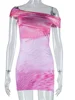 kliou Gradient Hollow Out Women Mini Dress Trend Slash Neck Body-shaping Backless Irregular Frock Female Attractive Party Wear 6