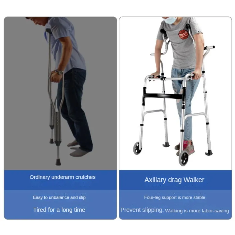 Aluminum Alloy Walking Stick  Thickened SittoWalk Supporter, Adjustable Hand Trolley, NonSlip Elderly Wheelchair 4