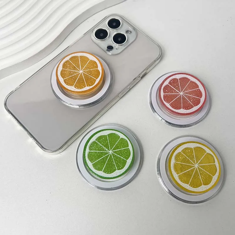 Magnetic & Adhesive Foldable Phone Grip Stand - Fruit Slice Design