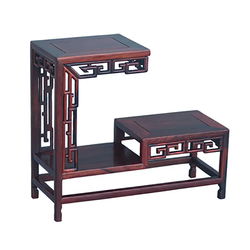 Hongsuanzhi-Wood Carving Teapot Storage Display Shelf, Small Duobao Pavilion, Purple Clay, Chinese Style Decoration, New