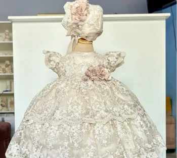 Lace Pearl Christening Dress 1