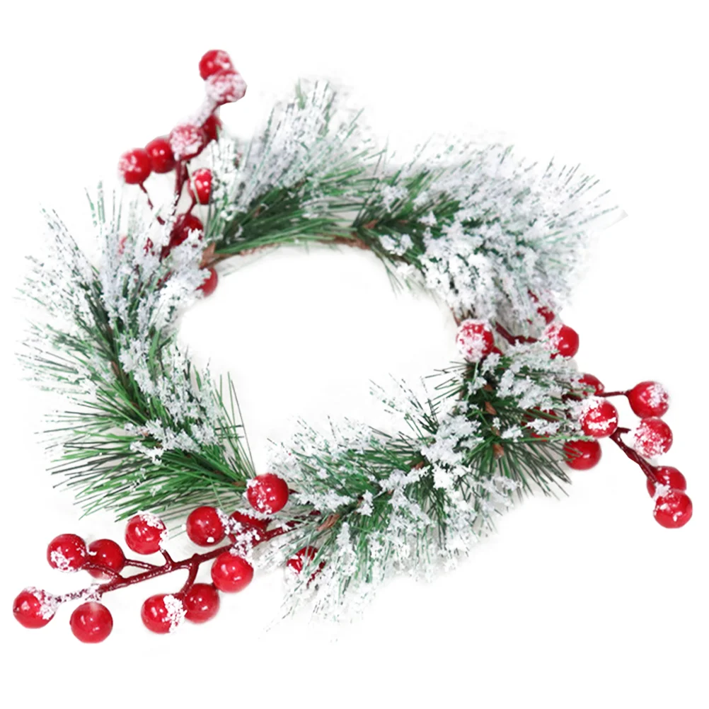 

Christmas Rings Artificial Pine Rings Red Berry Decor for Pillar