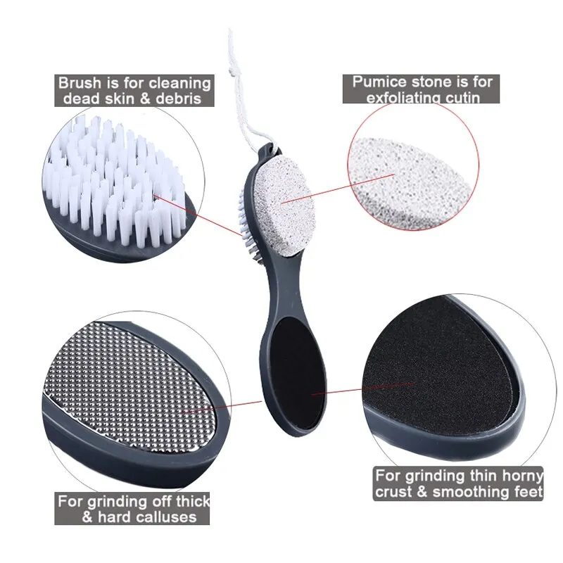 Foot File Pumice Stone Dead Skin Remover Brush 1PC 4 Side Use Pedicure Grinding Tool
