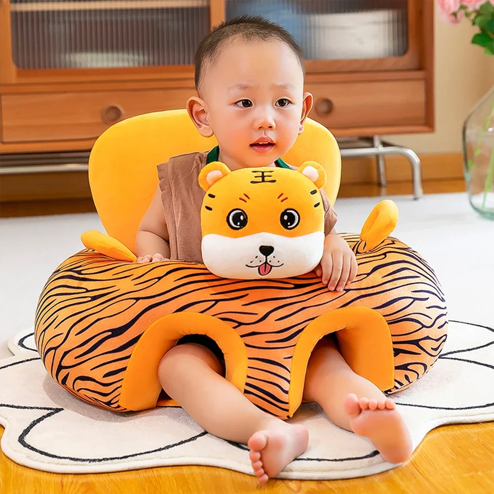 Cute Cartoon Animal Infant Sitting Chair Cover Safety Soft Plush Baby Sofa Seat Case Learning To Sit for Toddlers Without Filler