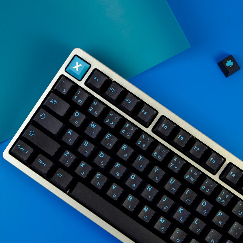 Conjunto de Teclas Preto e Azul Gmk Perfil Cereja Pbt Sublimação de Tintura 61 64 68 75 87 104 108 129 Chaves - Imagem 2