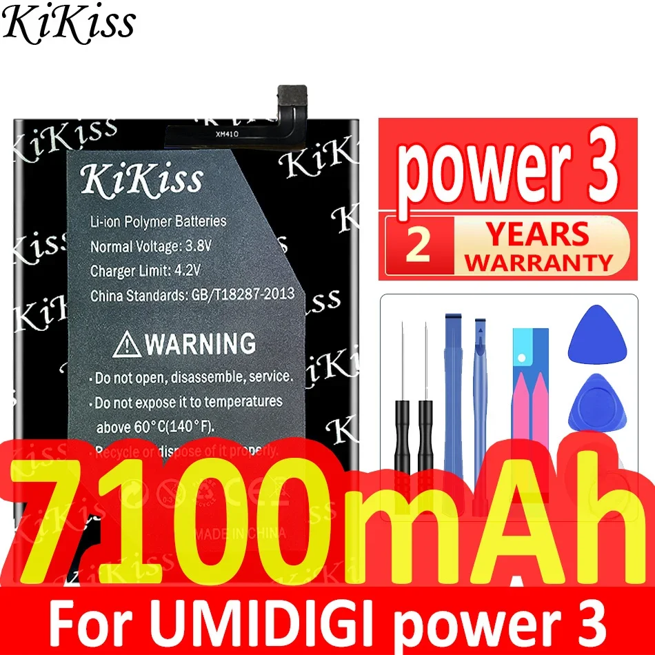 

Аккумулятор KiKiss 7100 мАч Power 3 для UMI UMIDIGI Power 3, батарея + Бесплатные инструменты