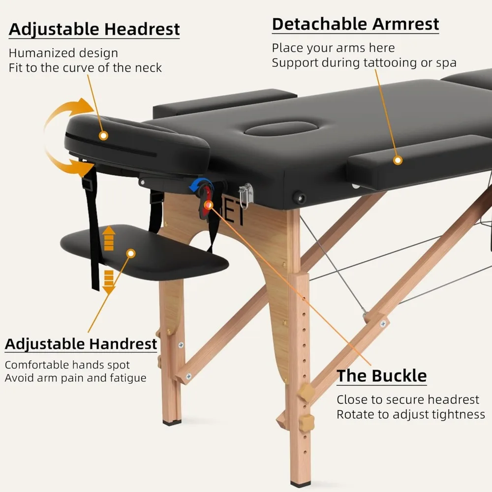 Portable Wooden Massage Table for Facial Spa and Eyelash Extensions