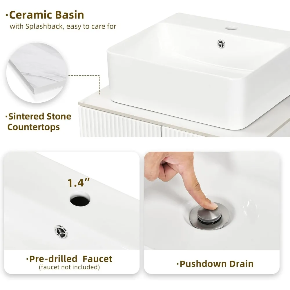 24 Inch Bathroom Vanity with Countertop Sink Combination, Modern Bathroom Storage Vanity Cabinet Set 4