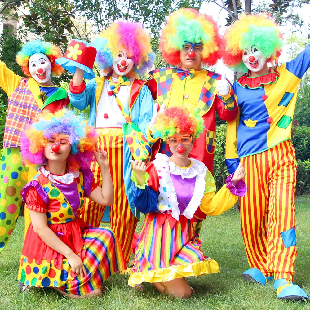 

Adult Men Clown Costume Cosplay Party Female Halloween Women Carnival Circus Naughty Cosplay Clothing.