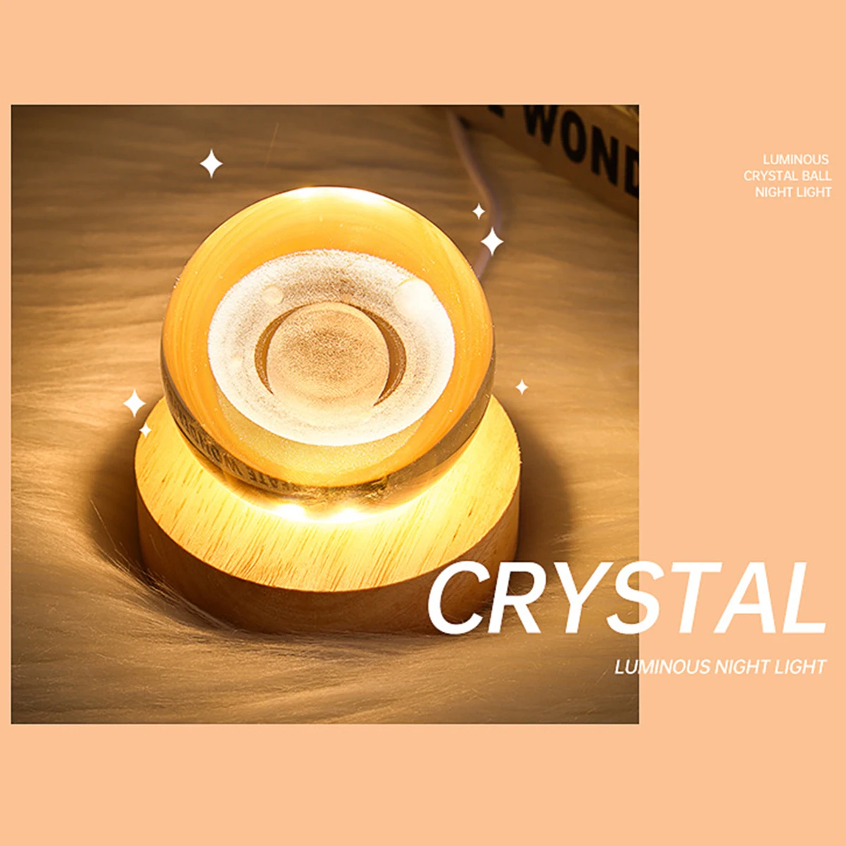 Crystal Ball Night Light Glowing 3D Astronaut Planetary Galaxy Bedside Lamp for Home Bedroom Desk Decor Creative Gift Ball Night 2