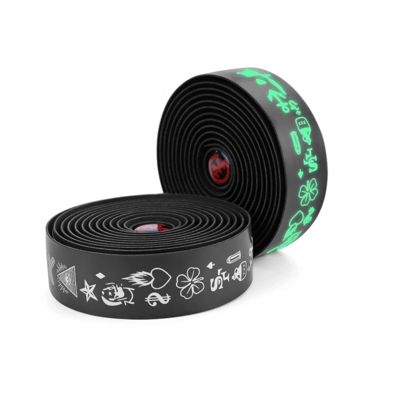 

Road Bike Handlebar Tape Graffiti Glow-in-the-dark Shock Absorption Breathable Anti-skid Wear-resistant Bicycle Handlebar Wraps