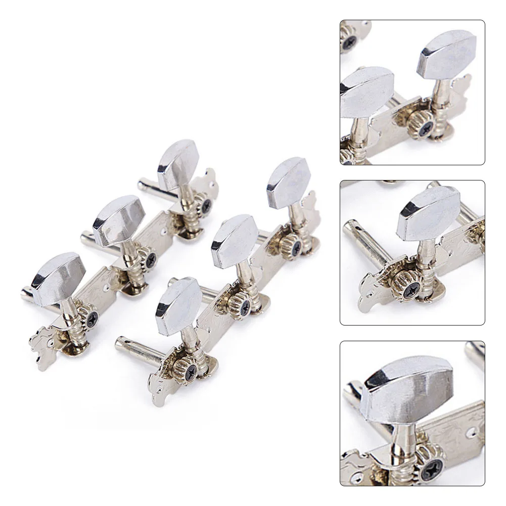 Chrome Guitar String Tuning Pegs - Set of 6 (3 Right, 3 Left) for Acoustic/Folk Guitars