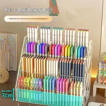 Organizer da Scrivania Multifunzione in Acrilico, Portapenne Fai-da-Te con Ampie Fessure per Casa e Ufficio
