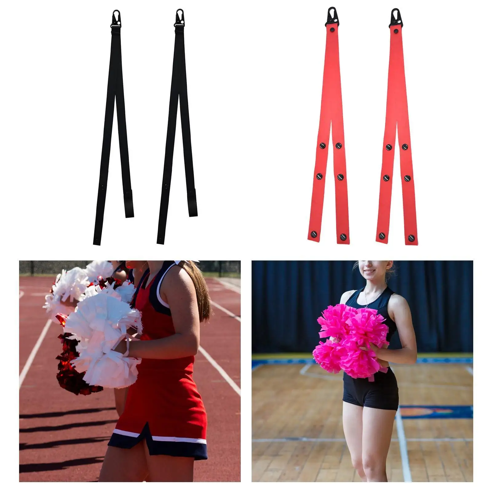 2 Pieces Poms Holder Strap Dance Party Snap Fastener for Backpack Cheer Sports Meeting Cheer Backpack Holder for Dance