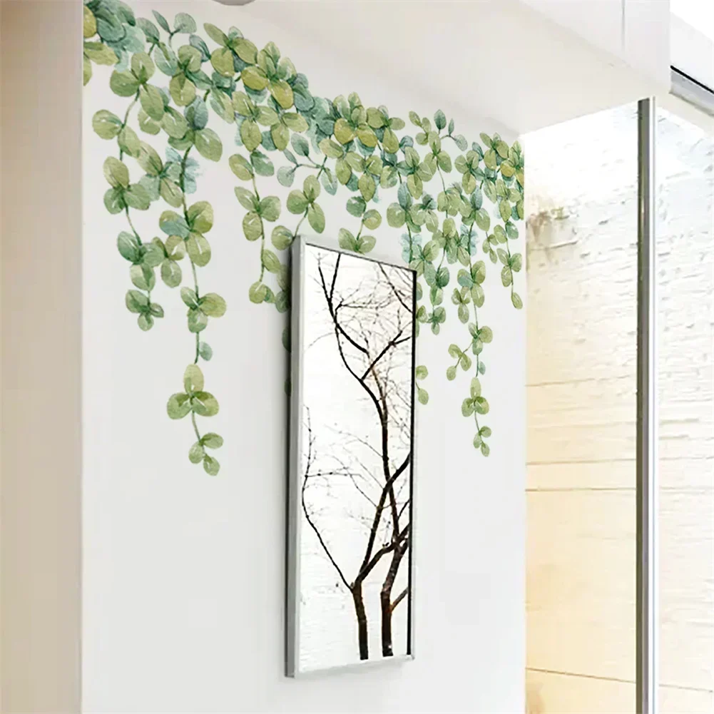 Wall Stickers Eucalyptus Leaf Waterproof Mothproof 2pcs/set For Toilet Door/wall TV Background