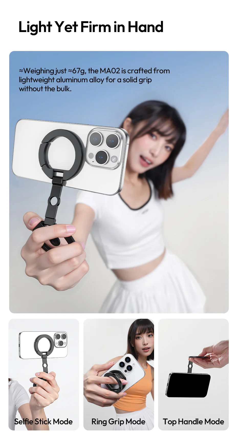 Magnetic Phone Stand Phone Mount Handle for iPhone 16 15 Magnetic Hook Ring with