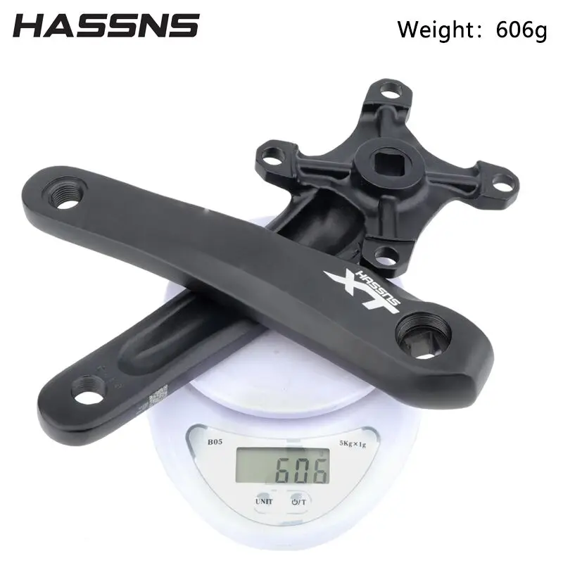 HASSNS XT-Aluminum Alloy Mountain Bike Crankset, Square Hole MTB Cranks, 170mm, 32 T, 34 T, 36 T, 38 T, 40 T, 42T
