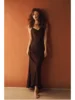 Elegant women's fashion silk satin texture MIDI dress sexy backless party slip dress 3