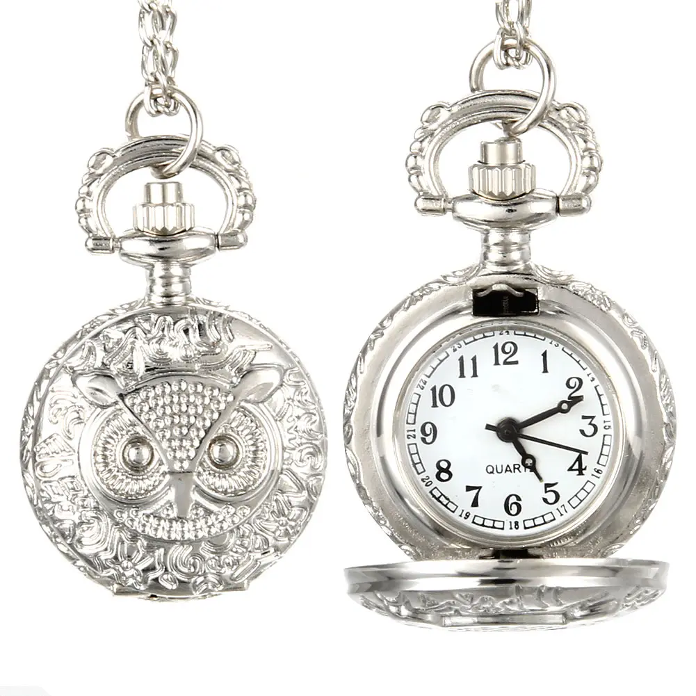 Luxfacigoo Vintage Pocket Small Watch Steampunk Quartz with Chain Hollow Heart thumbnail 5