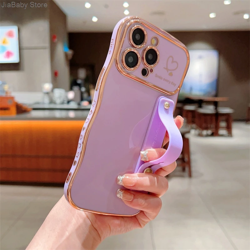 Glitter Camera Protection Luxury Jellewed Heart Holder Liquid Soft Phone Case For iPhone 11 12 13 14 15 16 Plus Pro Max Cover_voghion.com