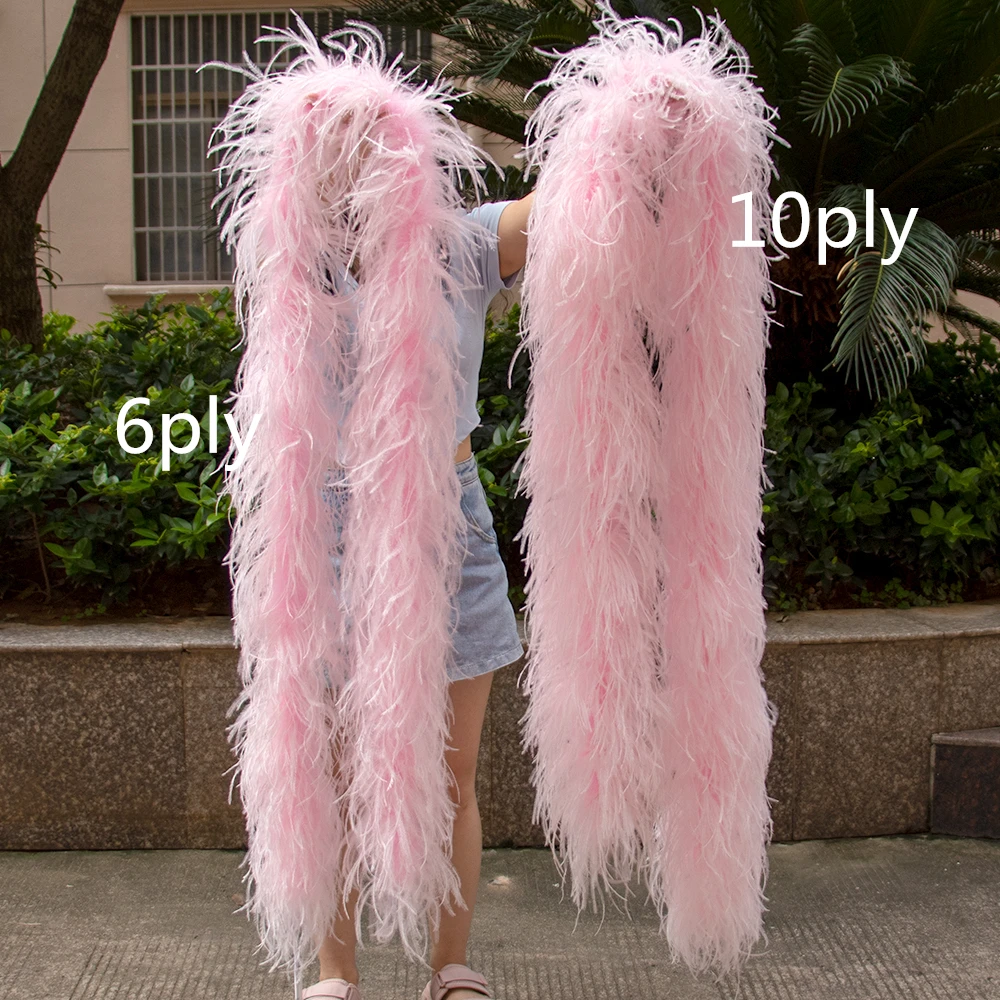

6Ply 10Ply Thick Natural Ostrich Feathers Boa Scarf 2 Meters 3 Meters Decoration Shawl Luxury Ostrich plumas Fringe Multicolors