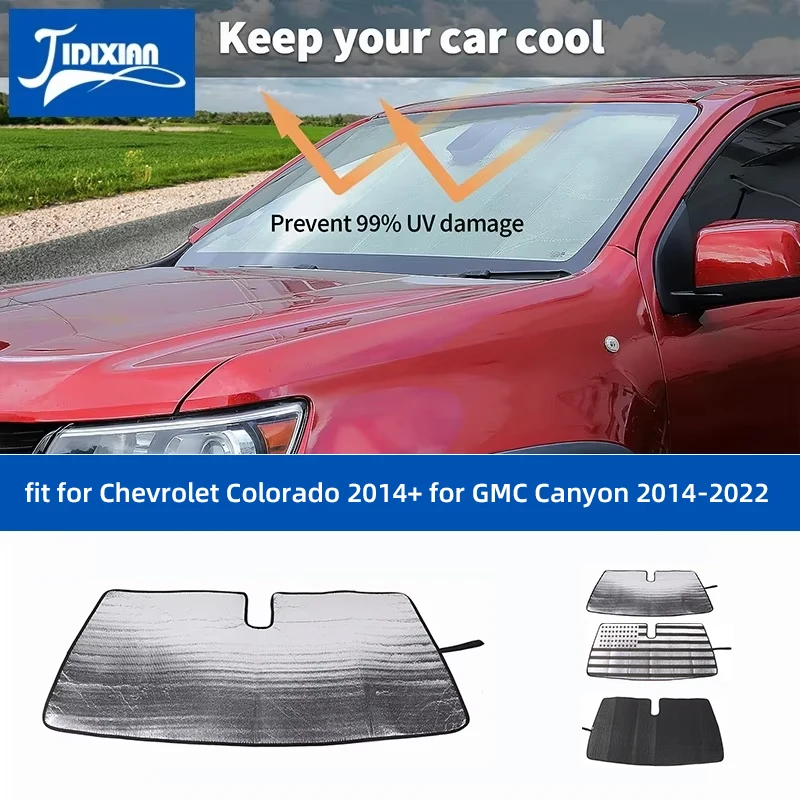JIDIXIAN fit for Chevrolet Colorado 2014- for GMC Canyon 2014- Car Front Windshield Sunshades Sun Visor Protection Cover