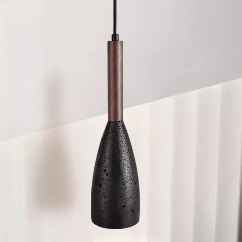 

Black Cave Stone Pendant Light Simple Modern Villa Restaurant Bar Living Room Bedroom Corridor Creative Wine Bottle Chandelier