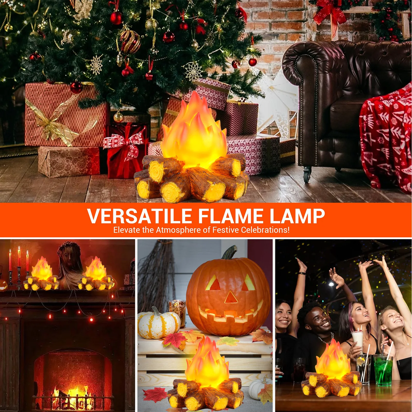 Gnurhok Fake Capfire Night Light, 3D LED Fake Fire Pit Firewood Lap