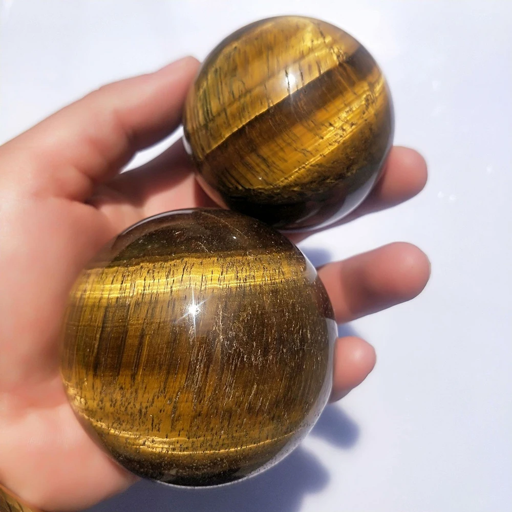 Natural Crystal Tiger Eye Ball Raw Stone Polished Ball Large and Small Yellow Tiger Eyeball Furniture In The Living Room