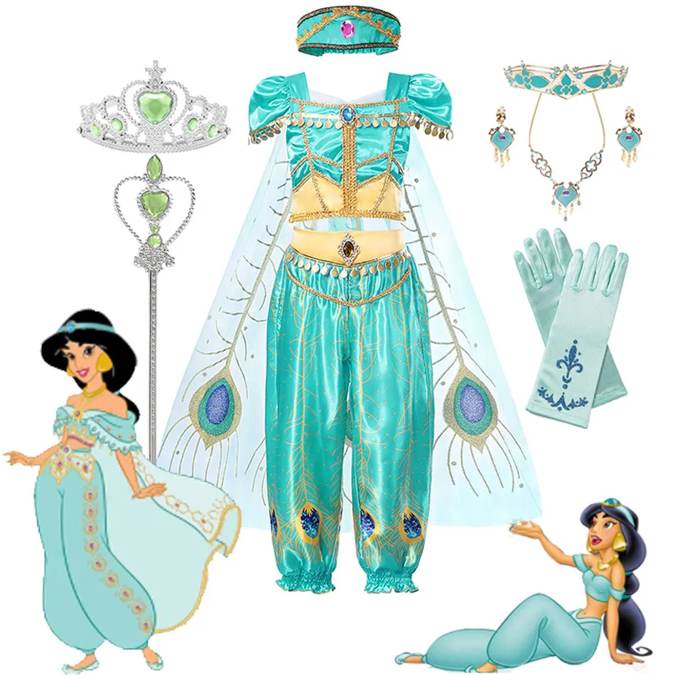 Disney Aladdin Princess Dress Girl Jasmine Cosplay Costumes Carnival  Clothing Anna Elsa Children Princess Birthday Party Vestido - Kids Cospaly  Dresses - AliExpress