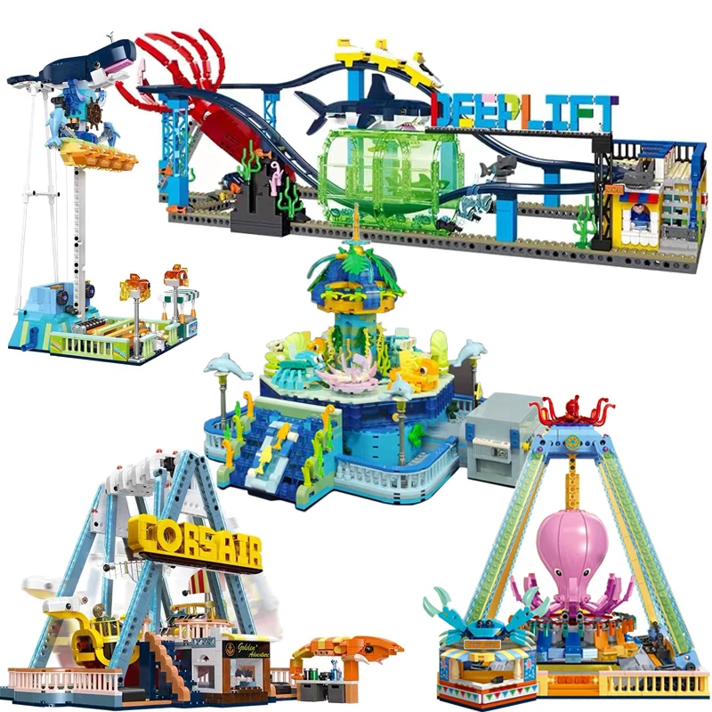 

Ideas Pirate Park Building Blocks City Amusement Park Roller Coaster Bricks Model Creative Expert Toy For Children Xmas Gift MOC