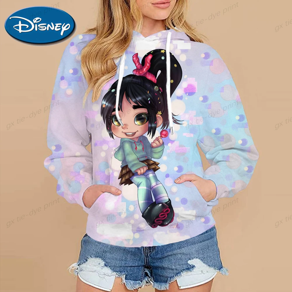 

2022 New Disney Princess Print Street Retro Clothing Oversized Sweatshirt Y2K High Street Casual Loose Pullover Hoodie for women