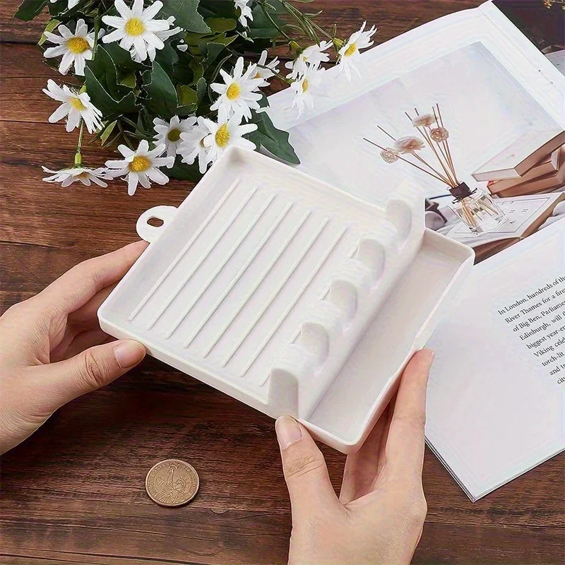 1pc 4-Slot Paint Brush Holder -Palette Tray with Polished Finish,Easy-Clean Art Organizer for Watercolor, Acrylic & Oil Brushes