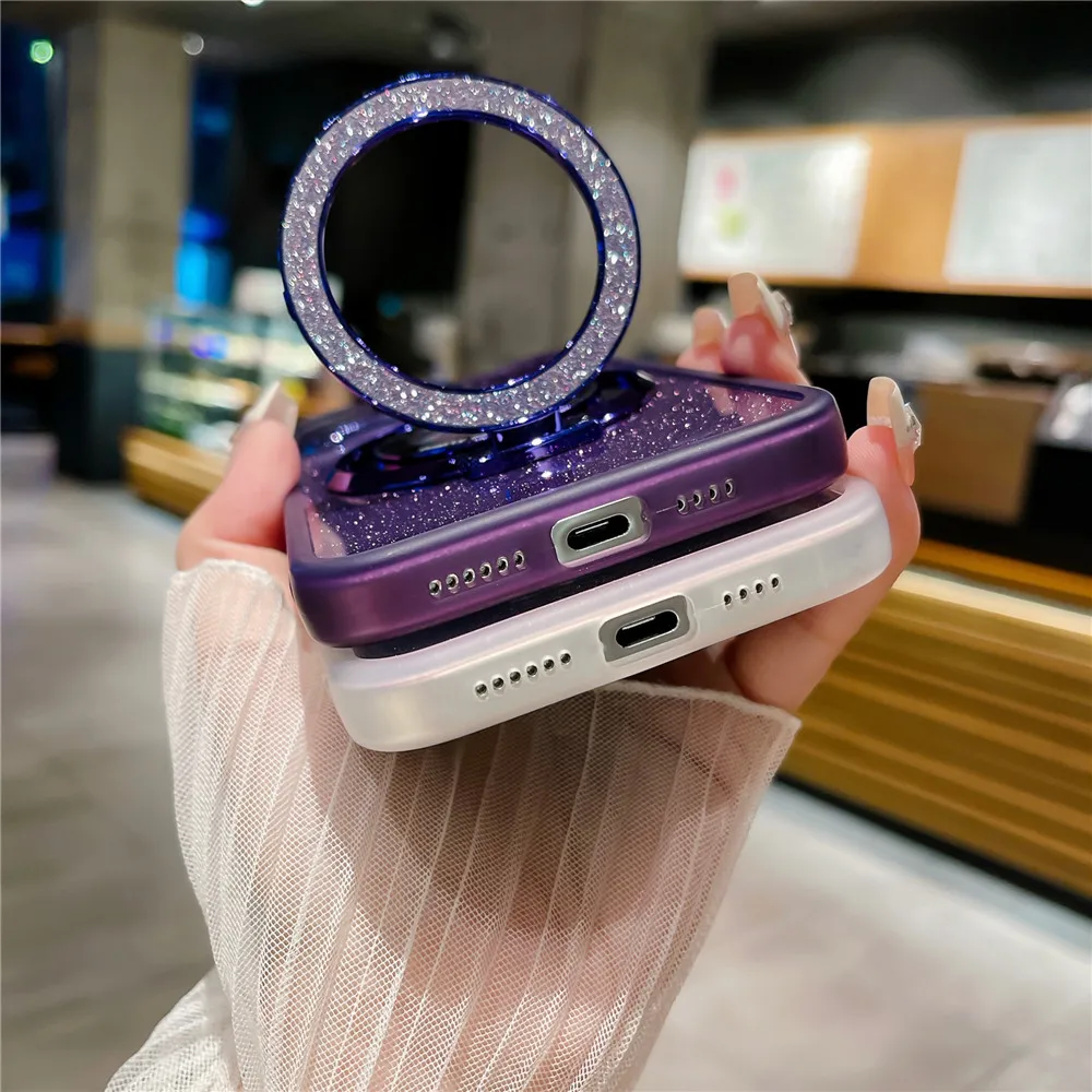 Gradient Glitter Magnetic Stand Holder Phone Case