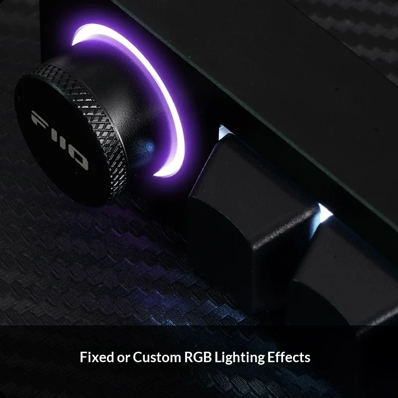 FiiO KB1K 멀티미디어 키패드 사용자 정의 가능한 키 및 손잡이는 RGB 조명 효과를 사용자 정의할 수 있습니다. 미니 키보드 듀얼 USB 포트 선물