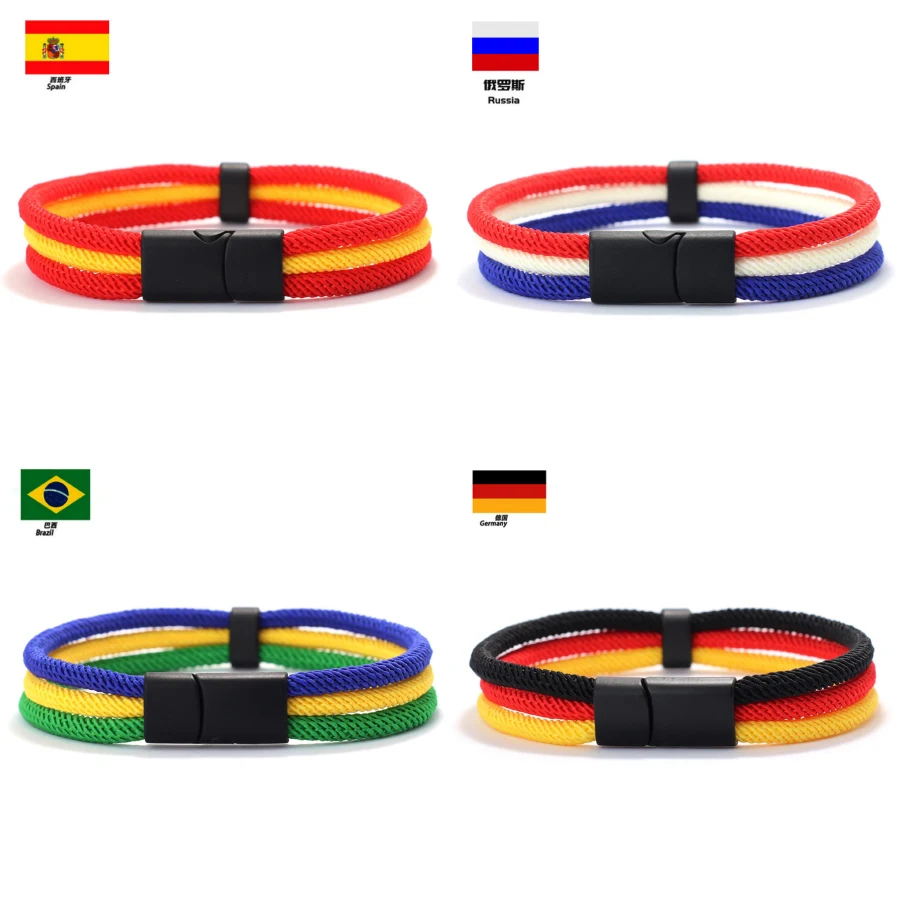 National Flag Color Rope Bracelet for Men and Women