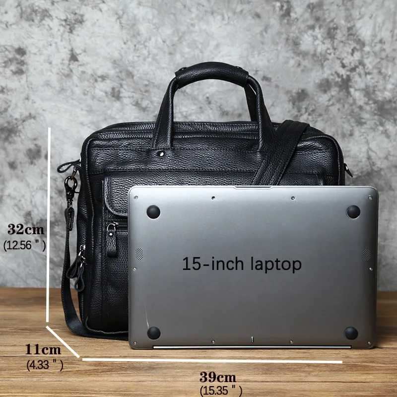 Fashion Leather Men Briefcase Top Layer Cowhide Business Handbag Casual Shoulder Messenger Bag for 15 Inch Laptop Bag NZPJ