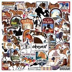 50Pcs Cute Horse Rider Stickers - Waterproof Equestrian Decals for Luggage, Motorcycles, and Stationery (Multicolor)