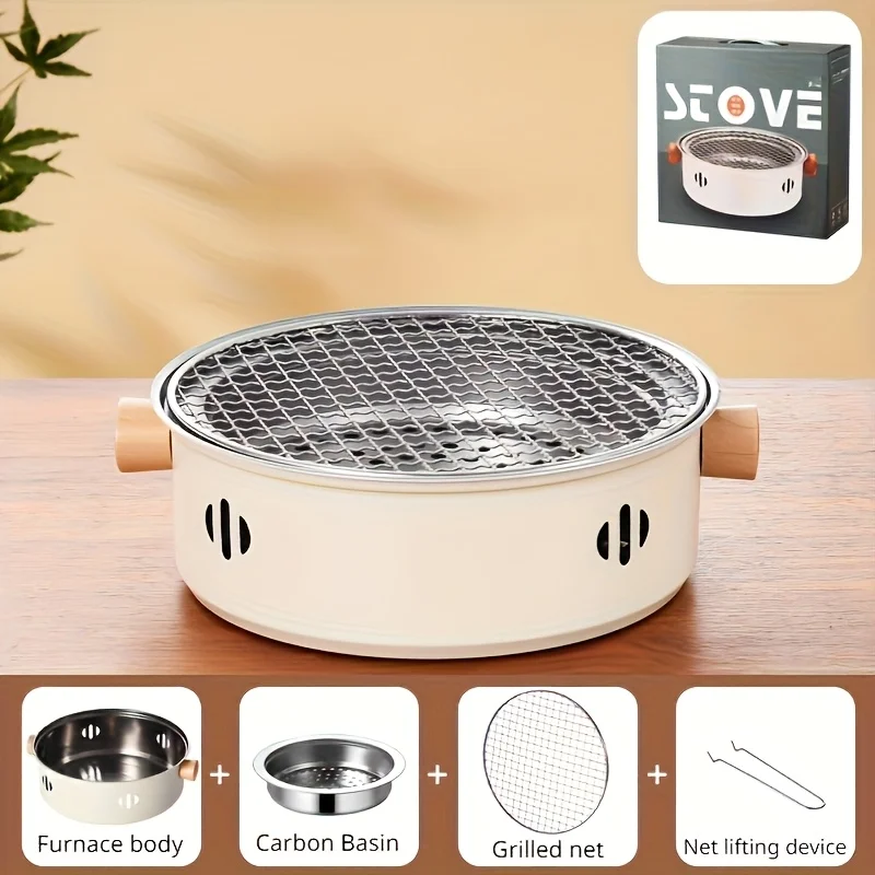 Portable Smokeless Charcoal BBQ Grill with Handles