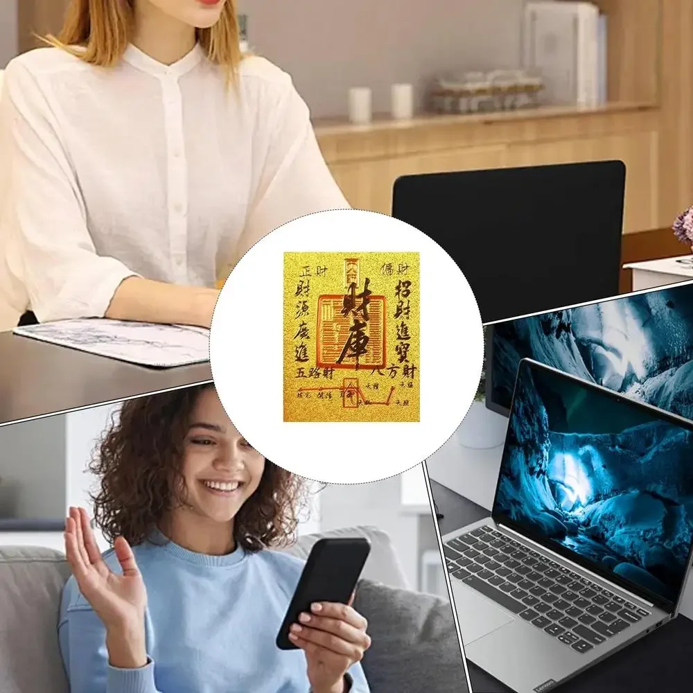 2025 전화 행운의 스티커 새로운 미니 격려 스티커 부의 신 보물 모조 금박 종이 전화 데칼 장식