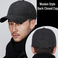 2-pack Winter Hat Big Head Size Baseball Cap for Men Thick Wool Fitted Closure Trucker Hat Keep Warm Windproof Solid Color 2