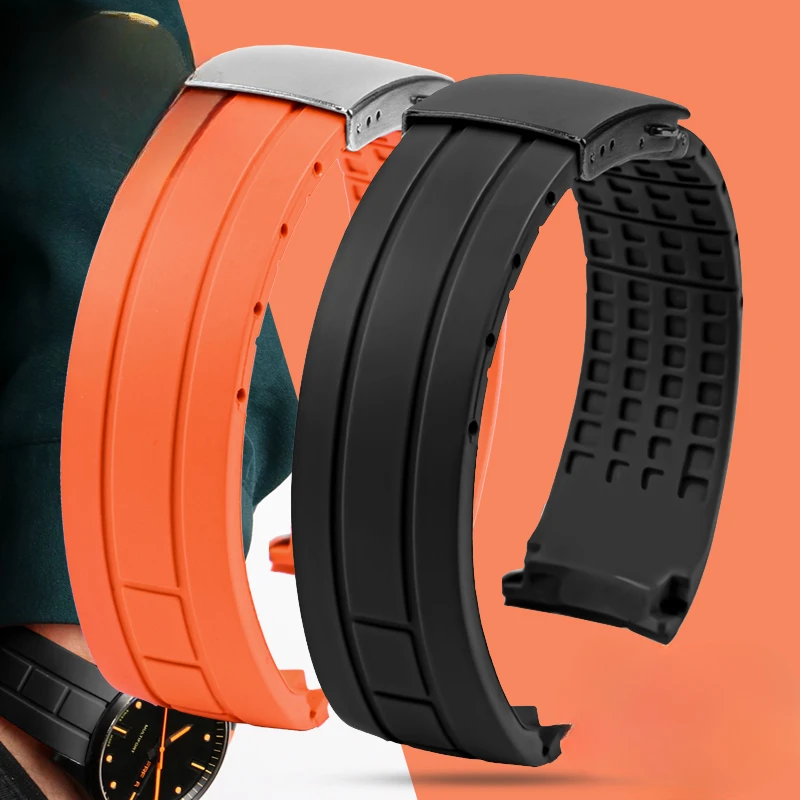 Per Mido Timone M005 Cinturino Per Orologio Nero Impermeabile Anti-Allergia Citizen Air Eagle Arc Interface Rubber 23 22Mm Cinturino Arancione