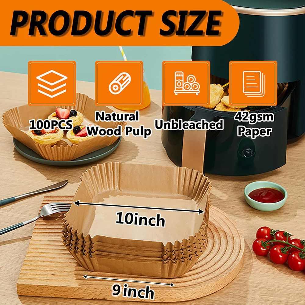 Air Fryer Accessories 12 pcs Compatible with Ninja, Power XL, Gourmia +  more, 100pcs Parchment Paper Liners, Silicone Mat, Stainless Steel Rack