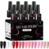 MEET ACROSS 8Pcs/Set Red Pink Gel Nail Polish Spring Colorful Laser Nail Art Gel Varnish Nail Supplies Manicure For Nails 1